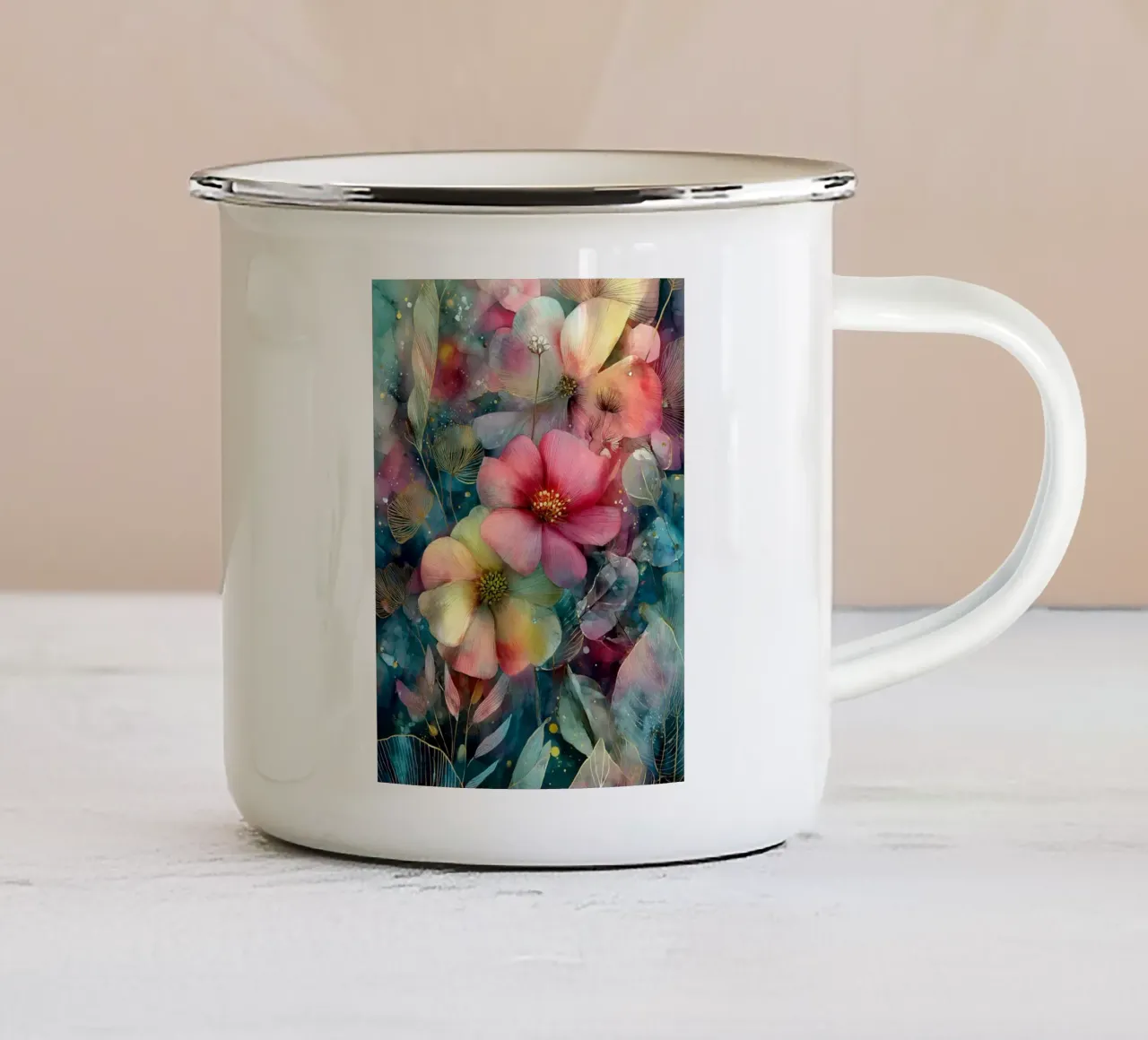 Flowers Watercolor art C tazza in smalto da Mateo