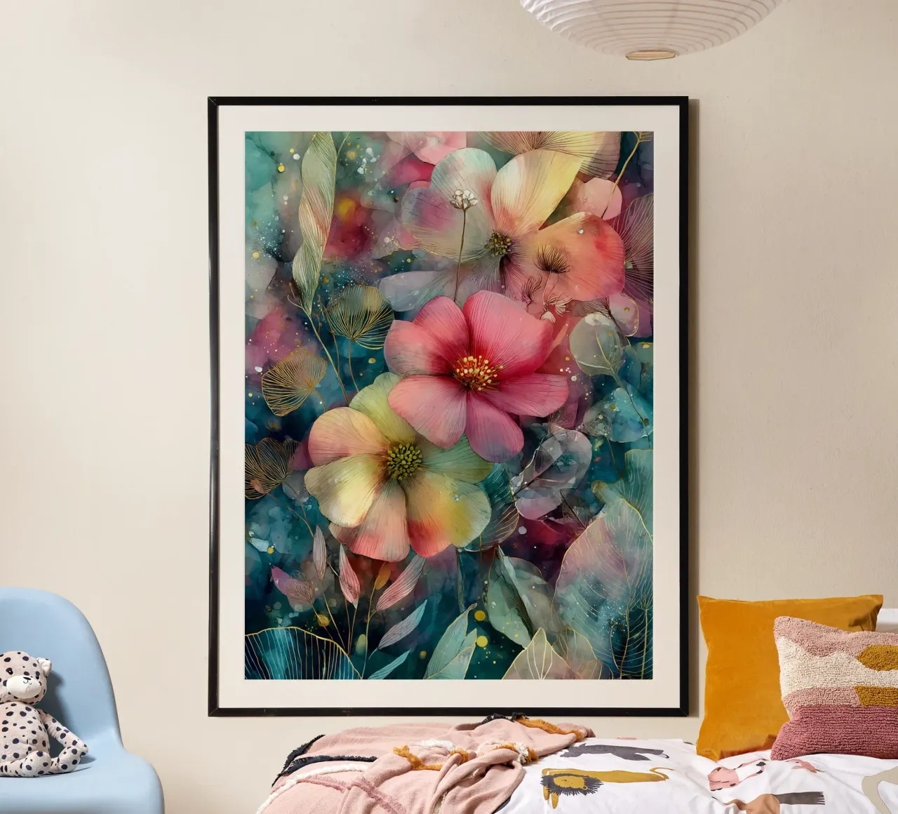 Flowers Watercolor art C poster con telaio in plastica da Mateo