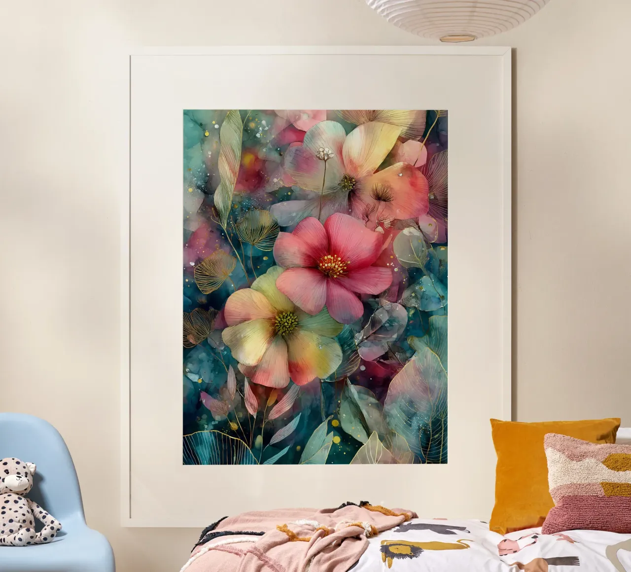 Flowers Watercolor art C poster con telaio in plastica da Mateo