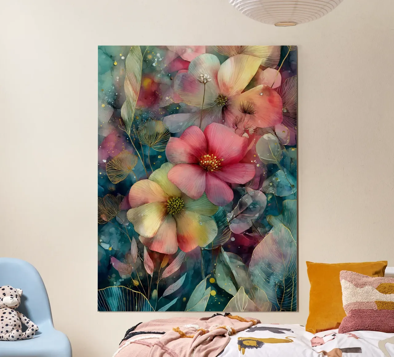 Flowers Watercolor art C poster con telaio in plastica da Mateo
