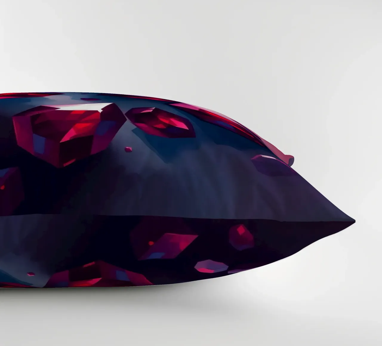 Cristalli rossi scintillanti sparsi su uno sfondo variopinto con cuscino da DesignDoodle
