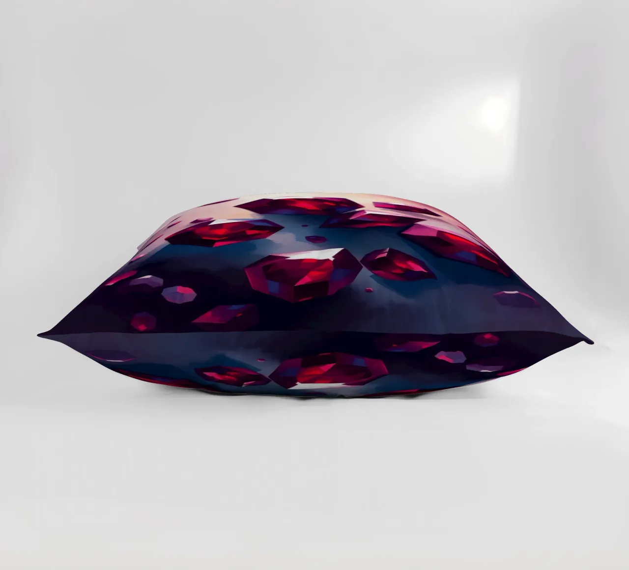 Cristalli rossi scintillanti sparsi su uno sfondo variopinto con cuscino da DesignDoodle