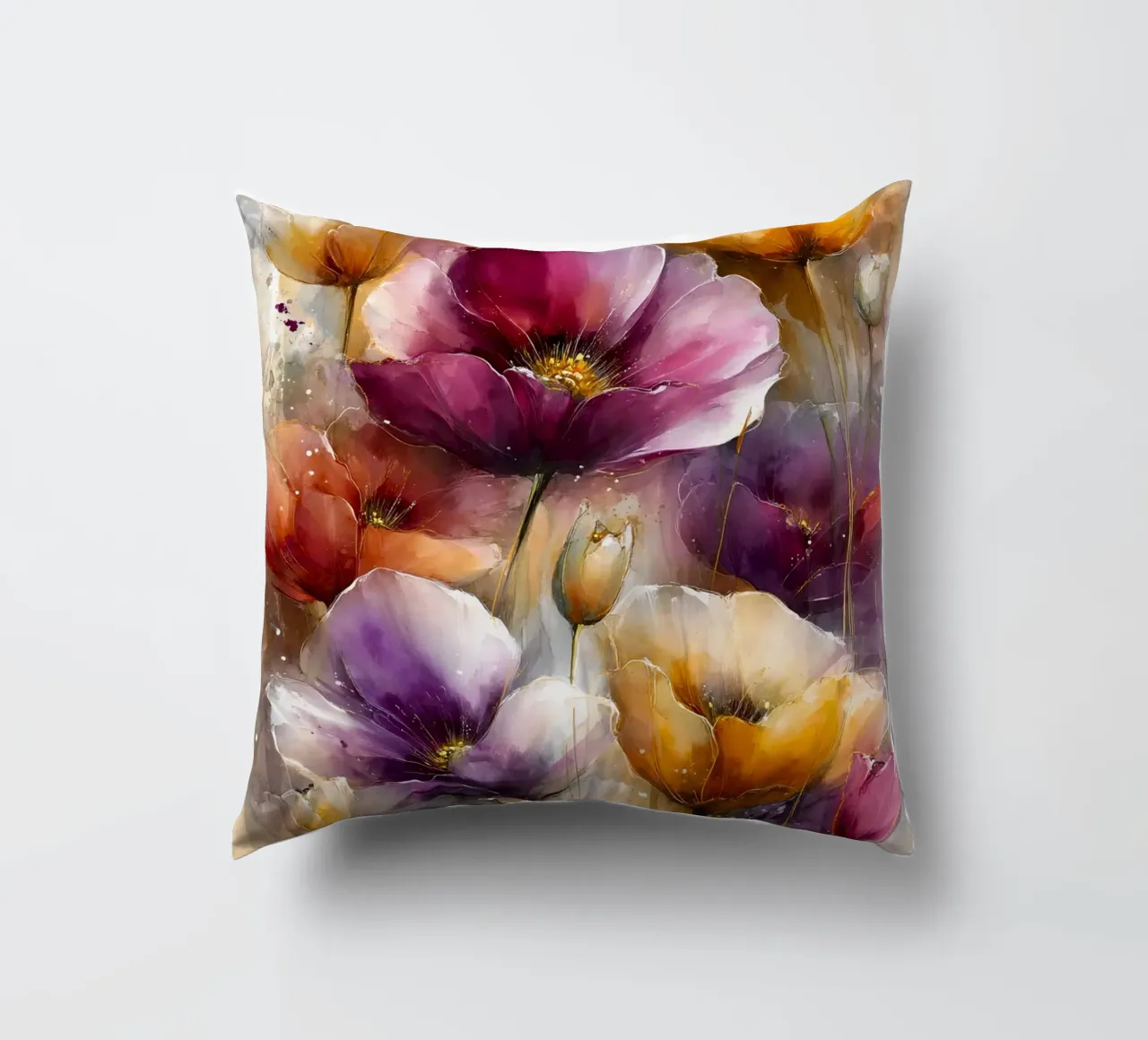 Wildflowers Poppy Abstract art A cuscino da Mateo