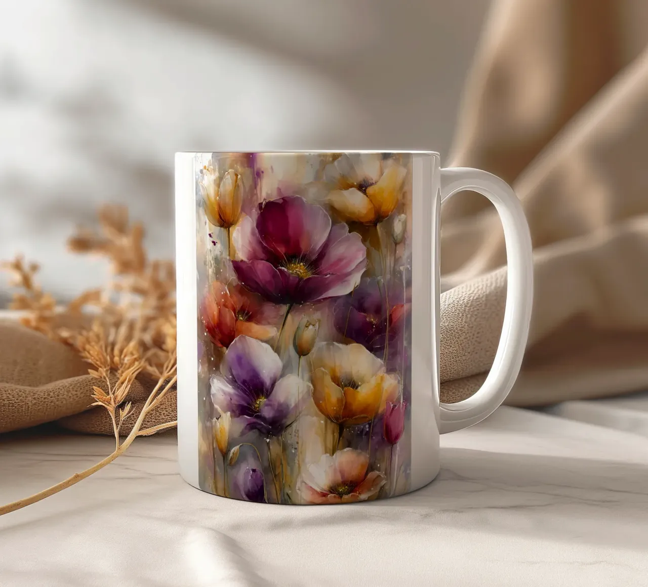 Wildflowers Poppy Abstract art A tazza in ceramica da Mateo