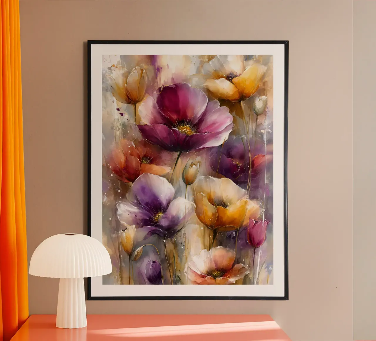 Wildflowers Poppy Abstract art A carta hahnemühle da Mateo