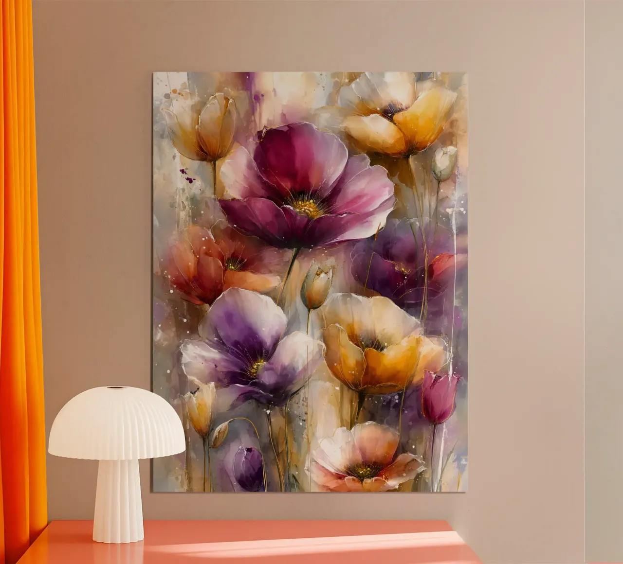 Wildflowers Poppy Abstract art A carta hahnemühle da Mateo