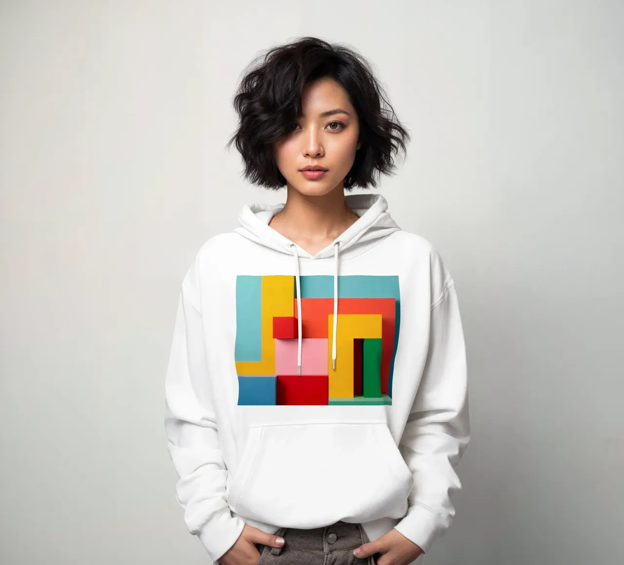 Le forme geometriche dai colori vivaci creano un'arte murale astratta. felpa con cappuccio da DesignDoodle