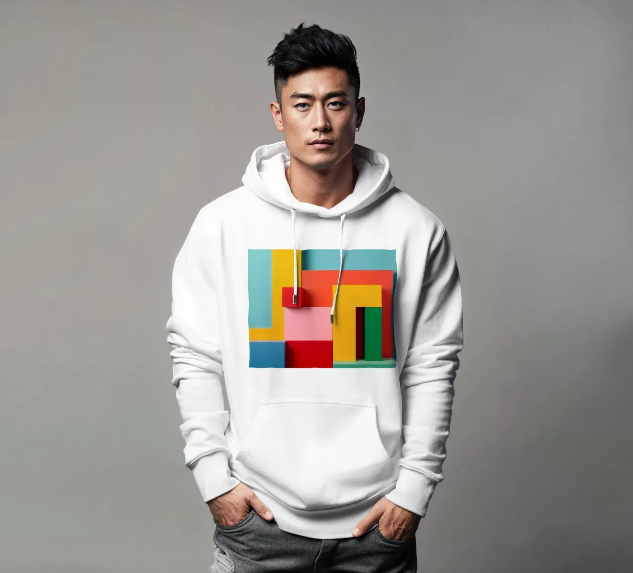 Le forme geometriche dai colori vivaci creano un'arte murale astratta. felpa con cappuccio da DesignDoodle