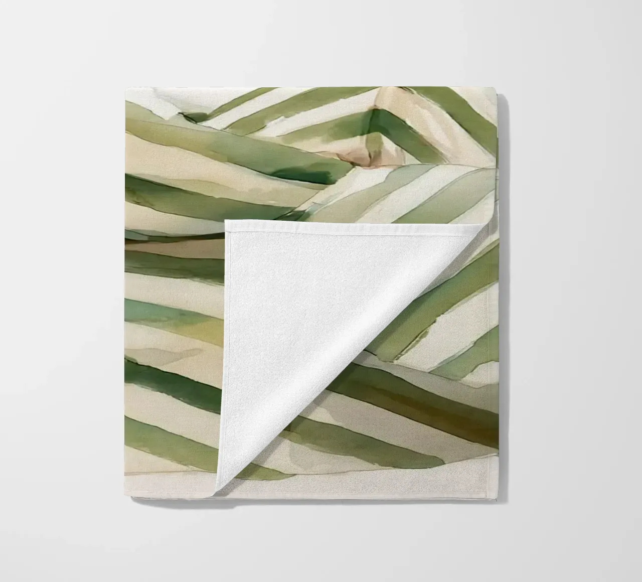 Portrait d'une femme assise, vêtue d'une robe verte à rayures serviette de plage de Take Your Art BV