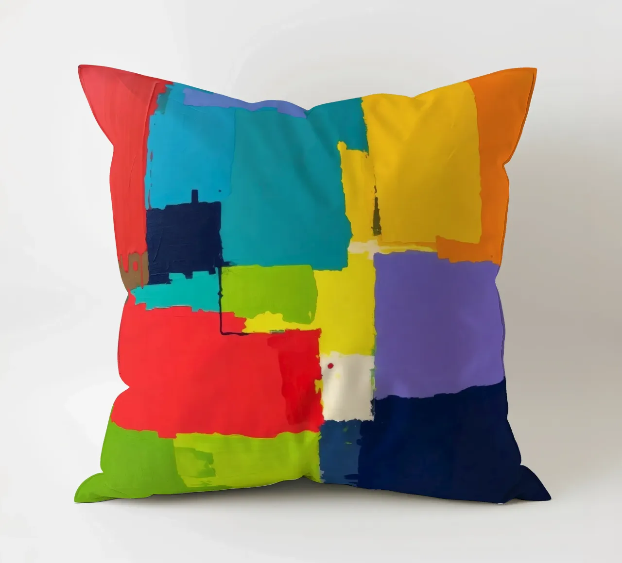 pittura astratta con forme geometriche vivaci cuscino da DesignDoodle