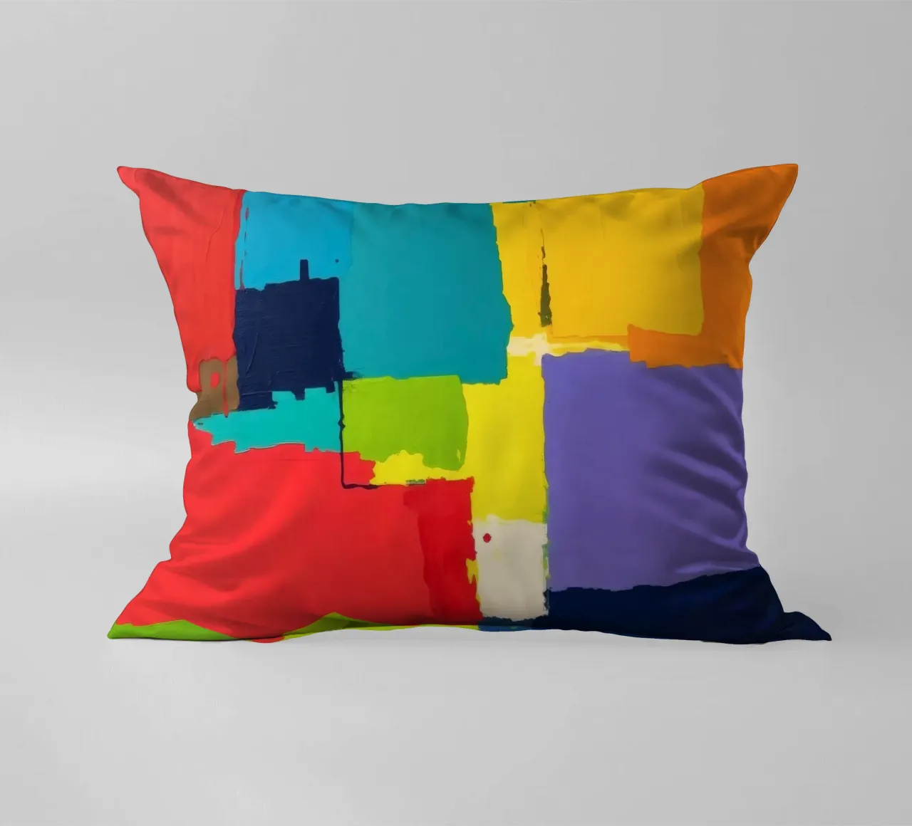 pittura astratta con forme geometriche vivaci cuscino da DesignDoodle