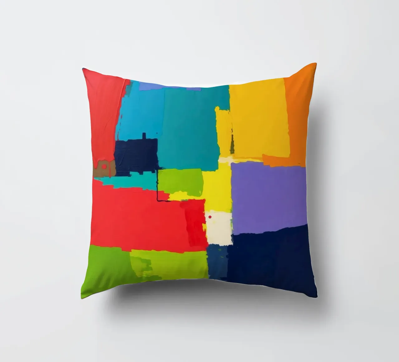 pittura astratta con forme geometriche vivaci cuscino da DesignDoodle