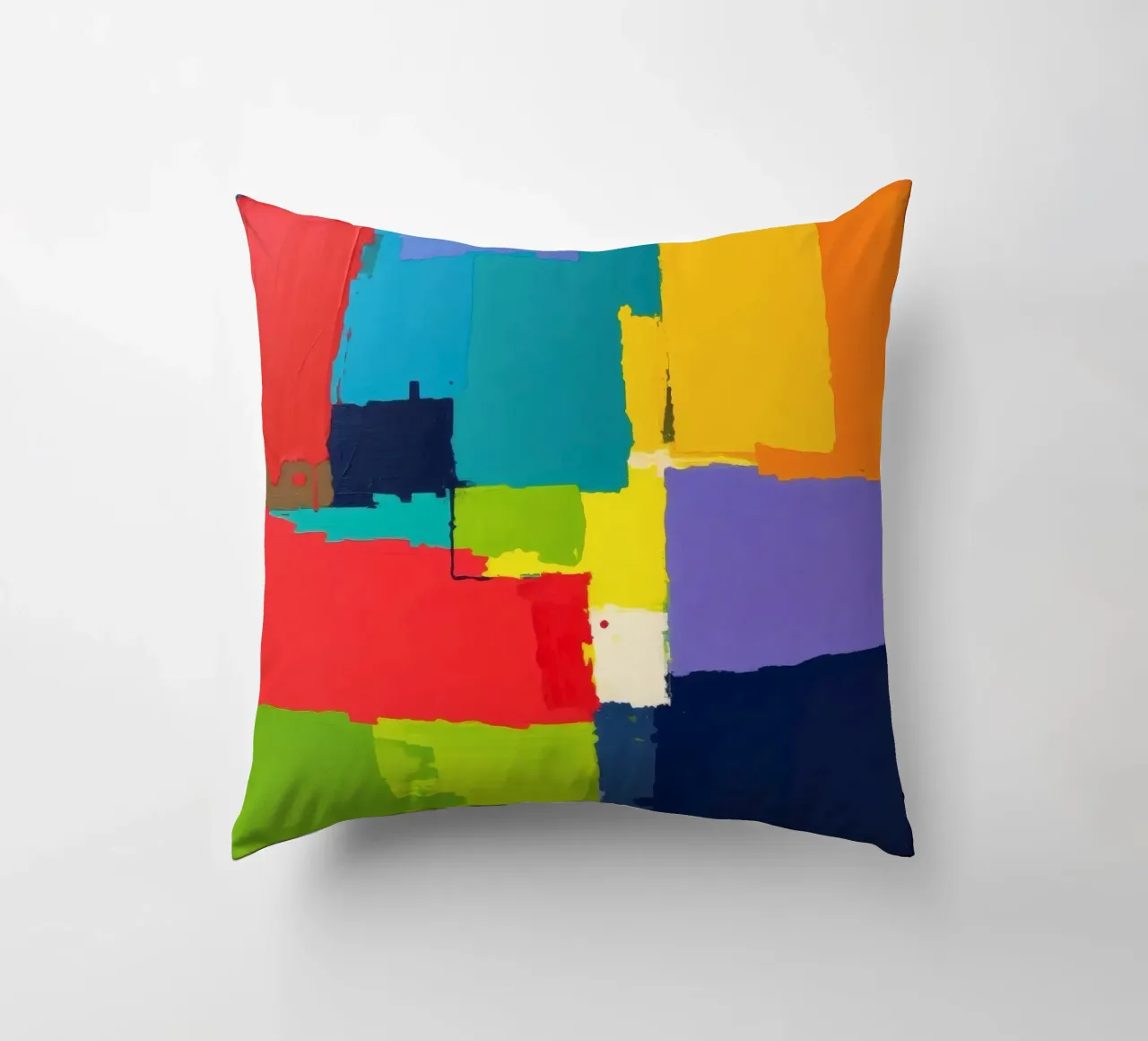 pittura astratta con forme geometriche vivaci cuscino da DesignDoodle