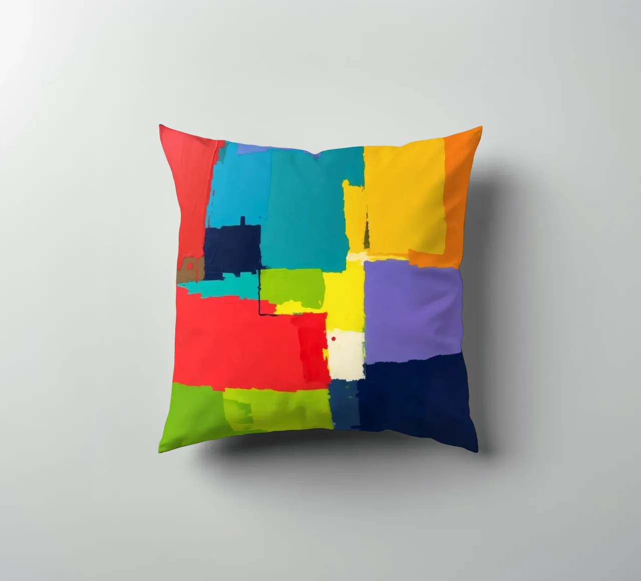 pittura astratta con forme geometriche vivaci cuscino da DesignDoodle