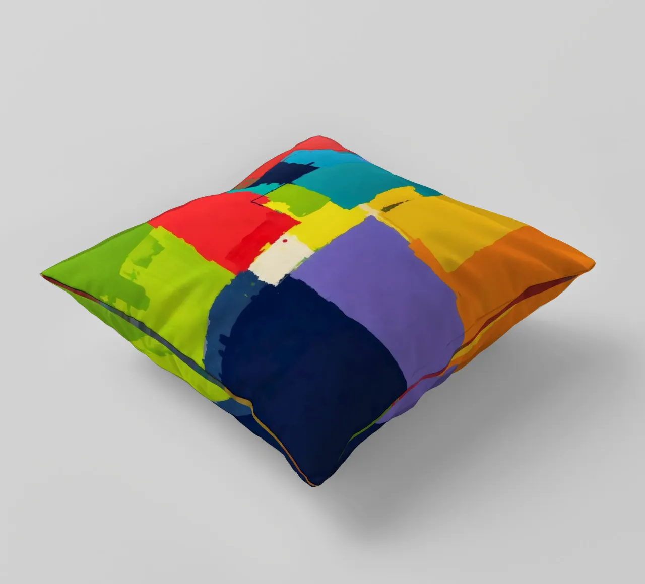 pittura astratta con forme geometriche vivaci cuscino da DesignDoodle