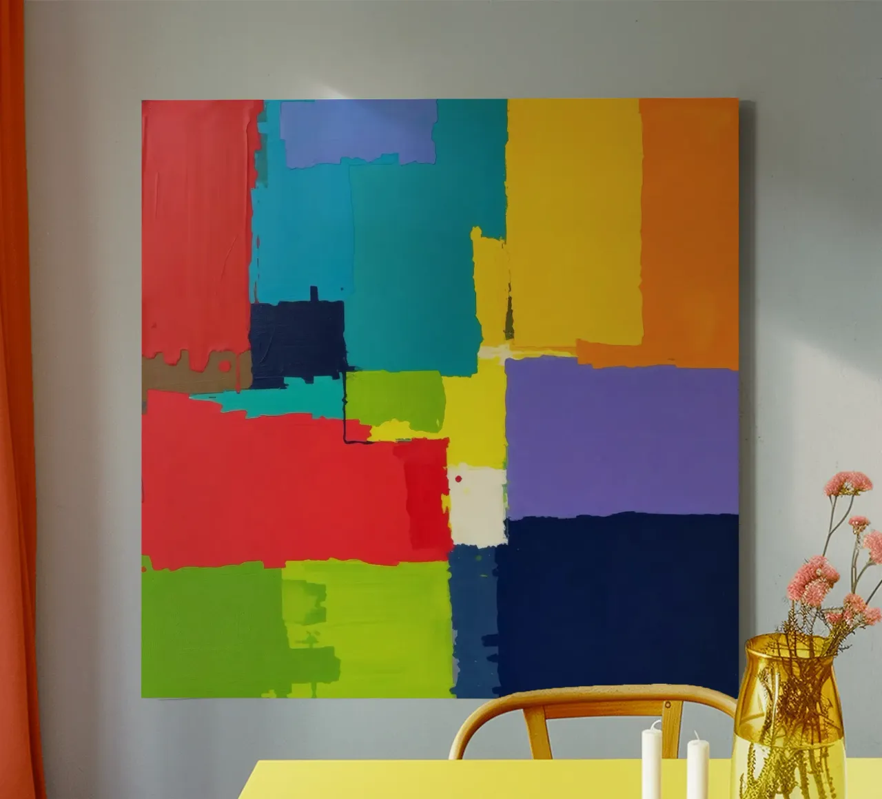 pittura astratta con forme geometriche vivaci tela con Cornice a cassetta da DesignDoodle