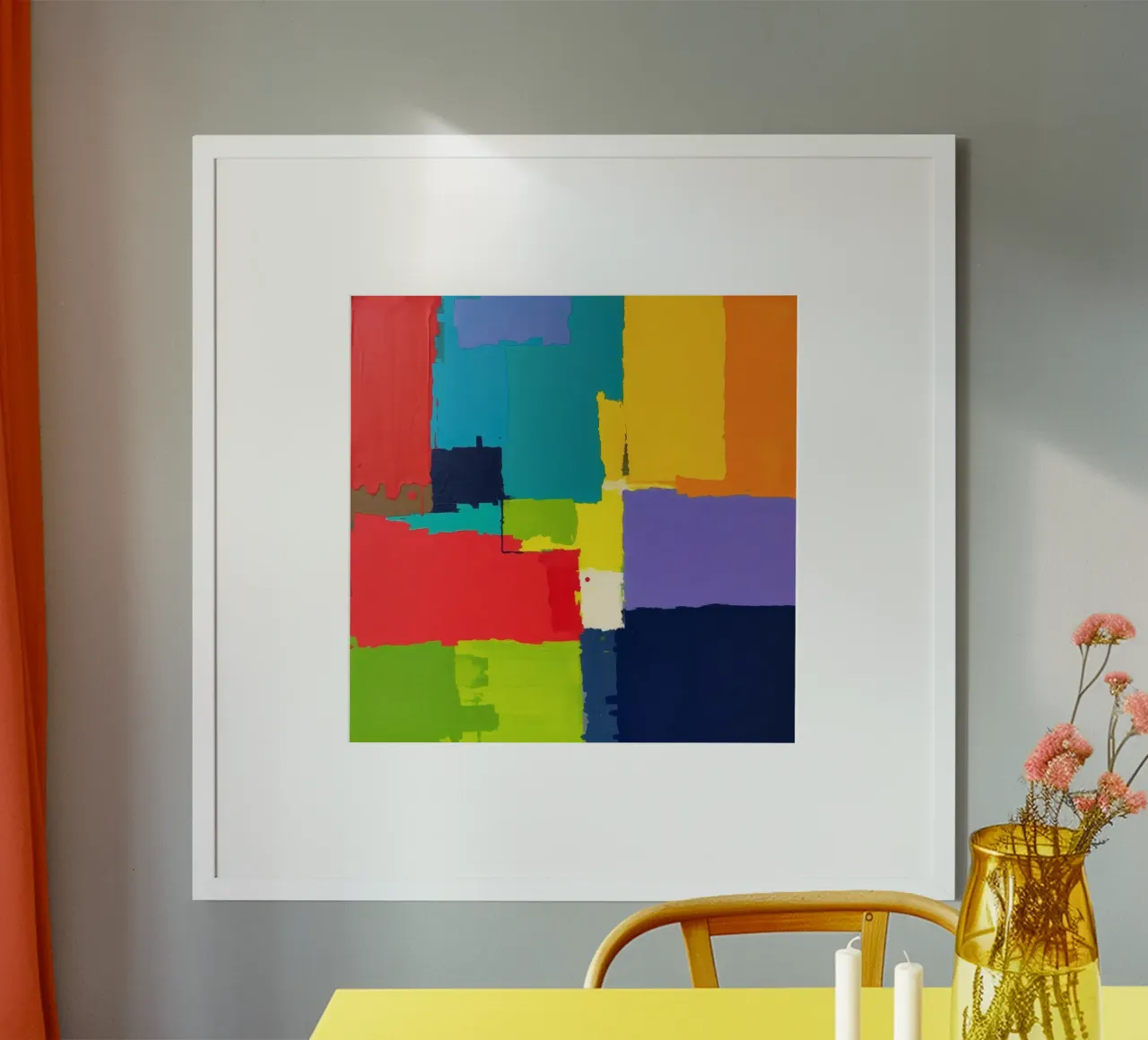 abstrakte Malerei mit lebendigen geometrischen Formen Hahnemühle von DesignDoodle
