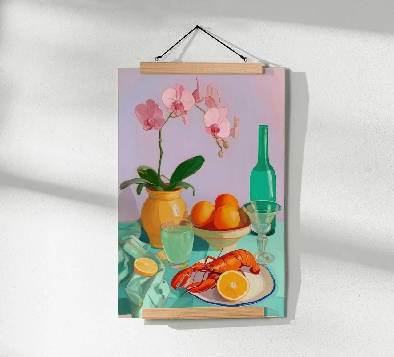 Natura morta con aragosta, orchidee e agrumi poster da Melloi Art Print
