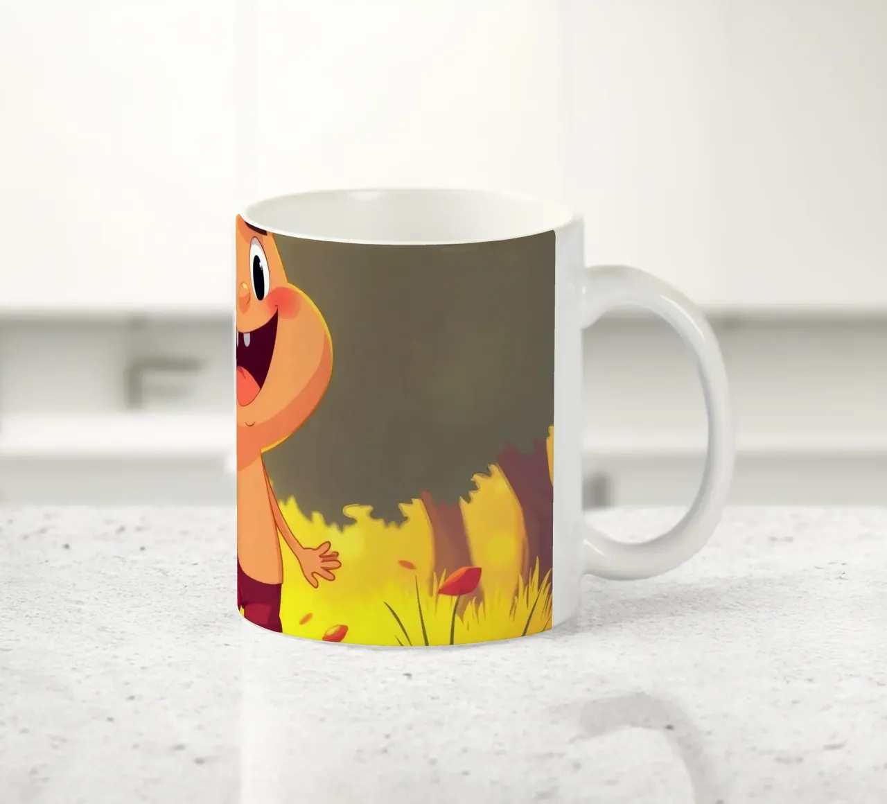 Vrolijk spelend kind in een zonnige weide keramische mok van DesignDoodle