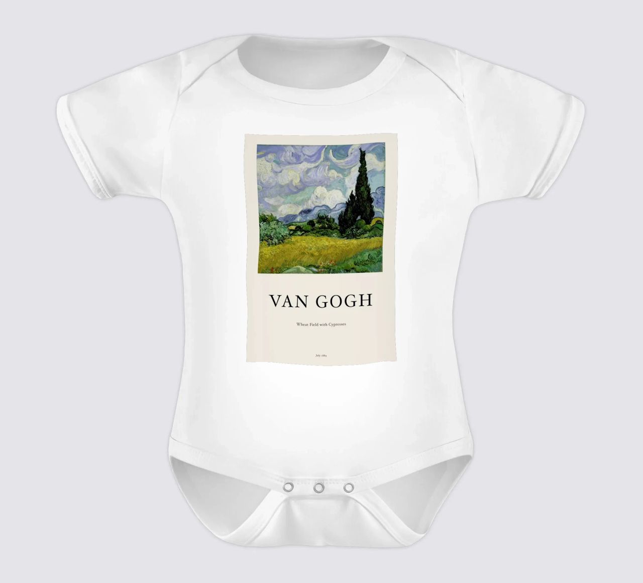 van Gogh - Wheat Field with Cypresses Kurzarm Babybody von Vintage by JUNIQE