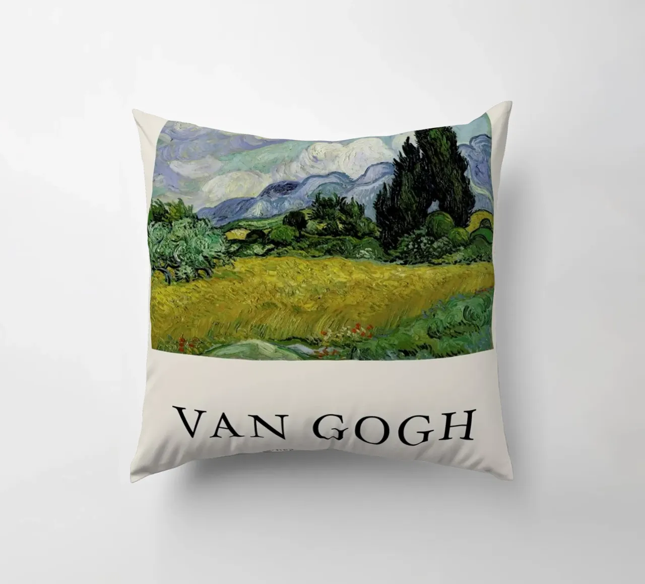 van Gogh - Wheat Field with Cypresses kussen van Vintage by JUNIQE