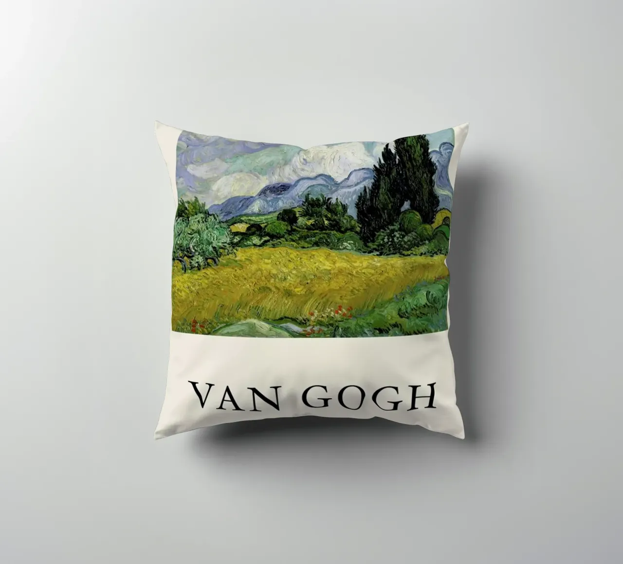 van Gogh - Wheat Field with Cypresses kussen van Vintage by JUNIQE