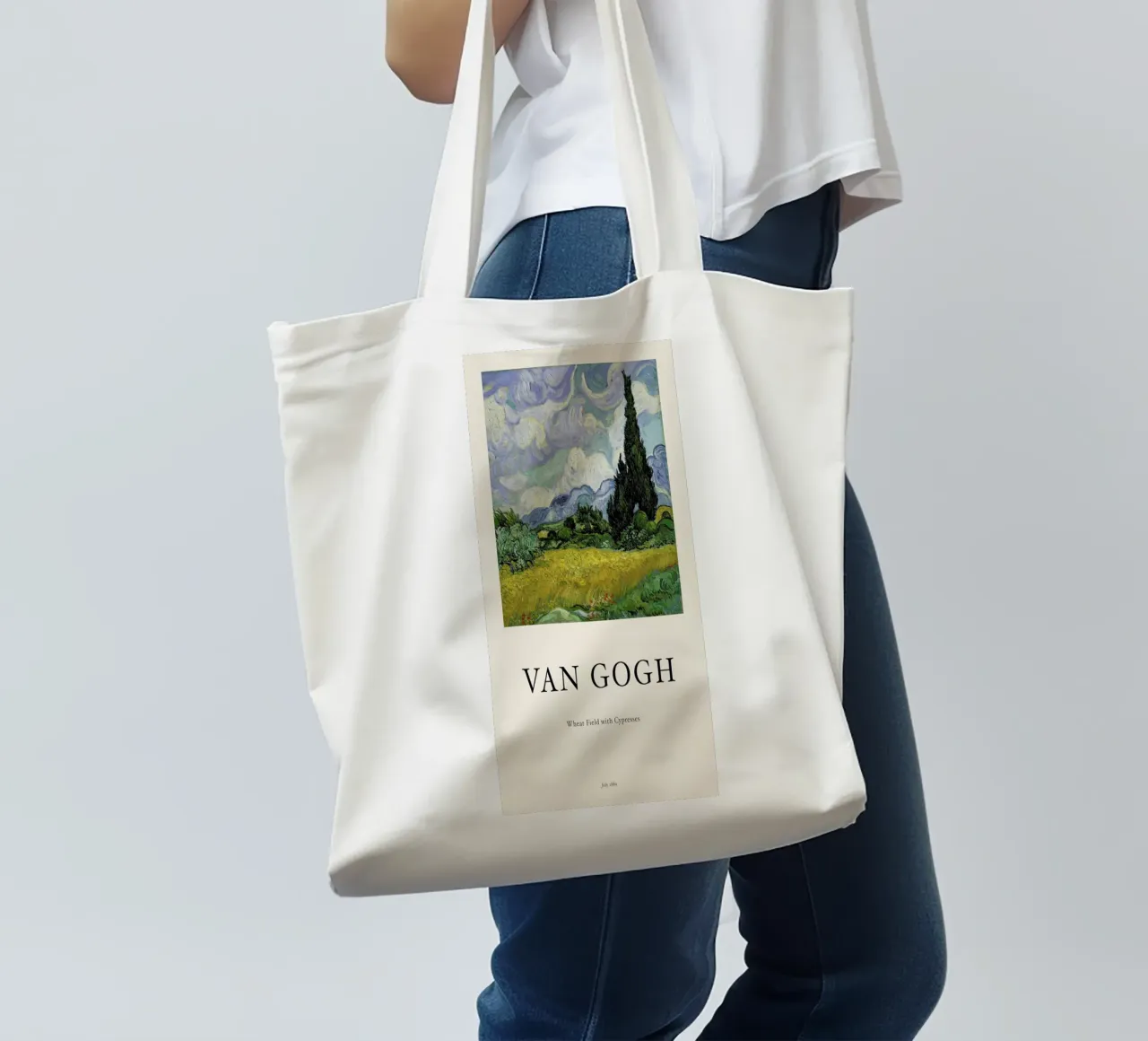 van Gogh - Wheat Field with Cypresses borsa in juta da Vintage by JUNIQE