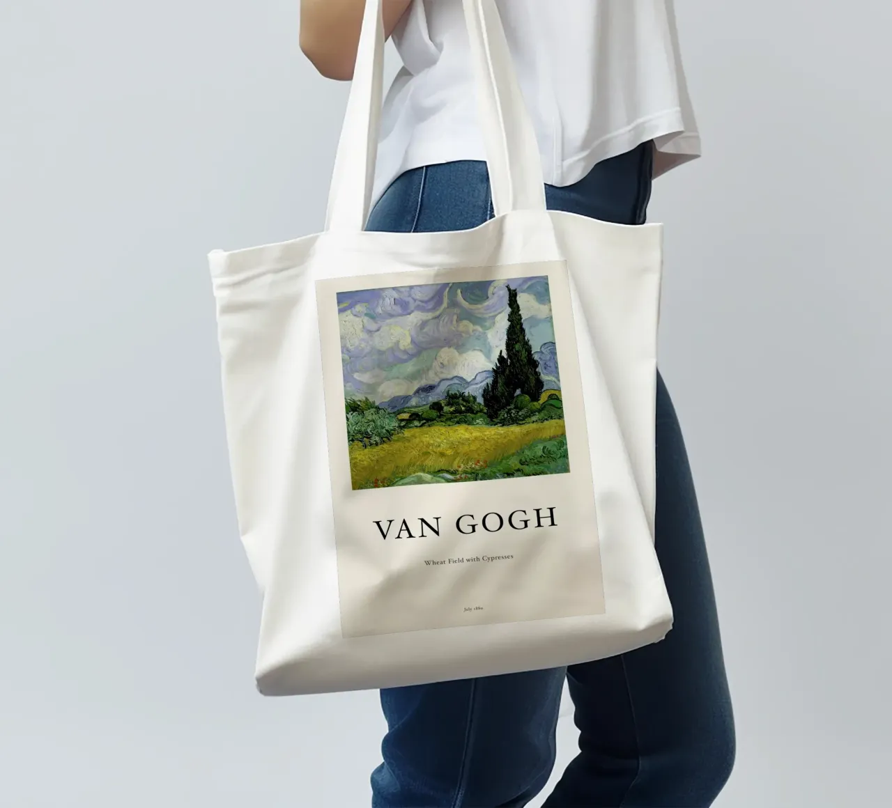 van Gogh - Wheat Field with Cypresses borsa in juta da Vintage by JUNIQE