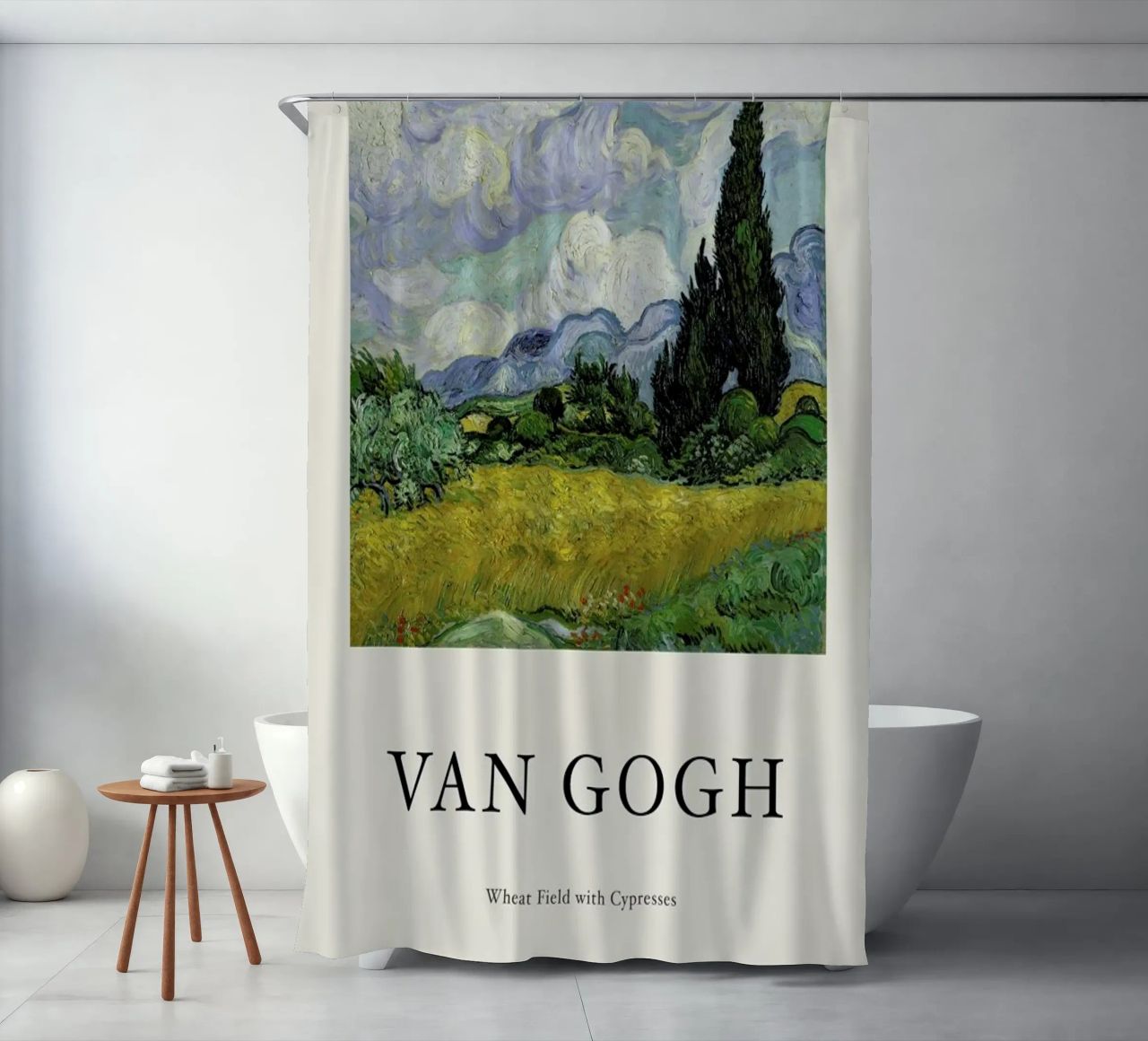 van Gogh - Wheat Field with Cypresses Duschvorhang von Vintage by JUNIQE