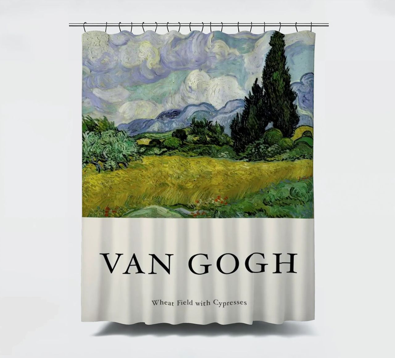 van Gogh - Wheat Field with Cypresses Duschvorhang von Vintage by JUNIQE