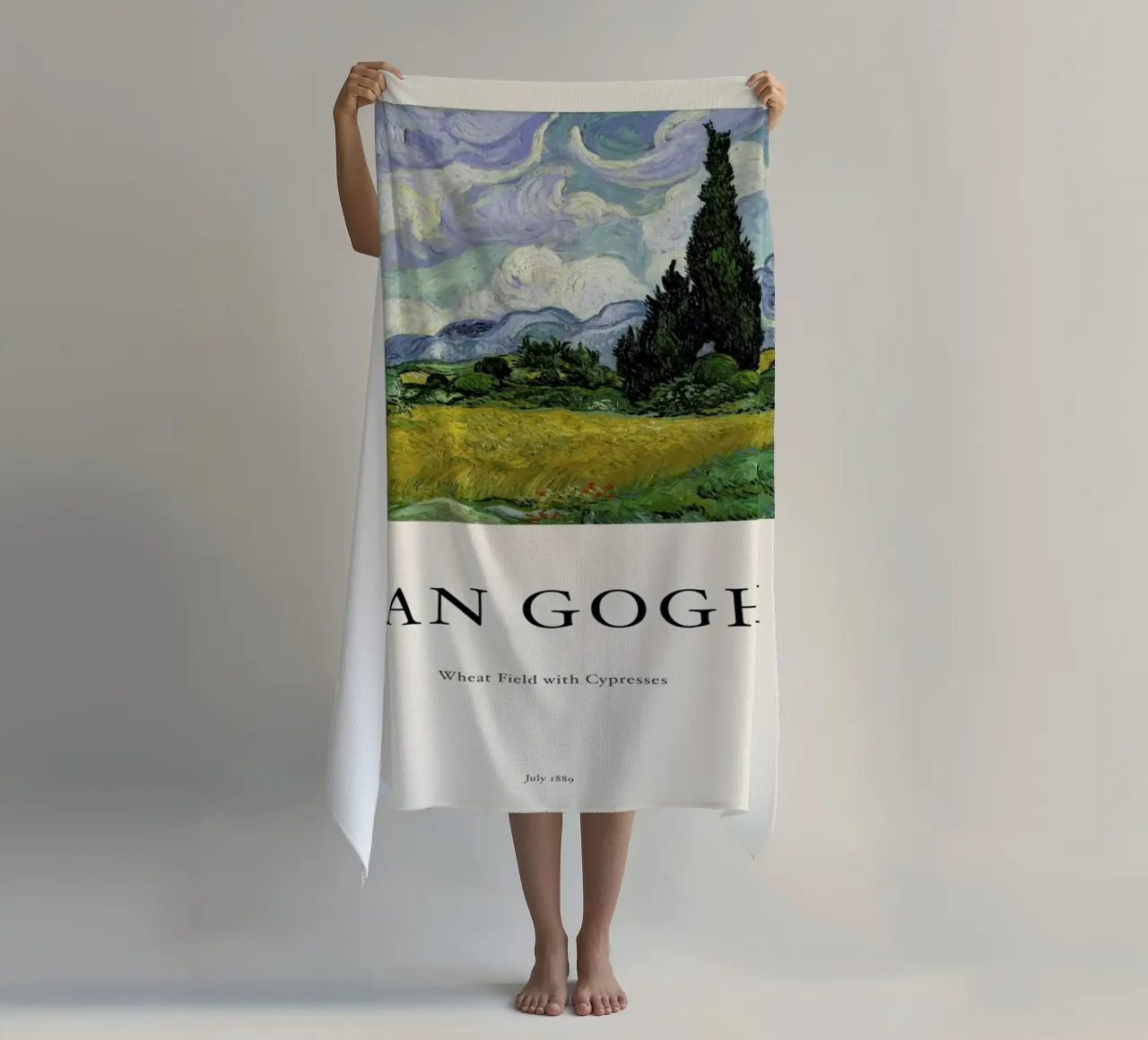 van Gogh - Wheat Field with Cypresses beach towel by Vintage by JUNIQE