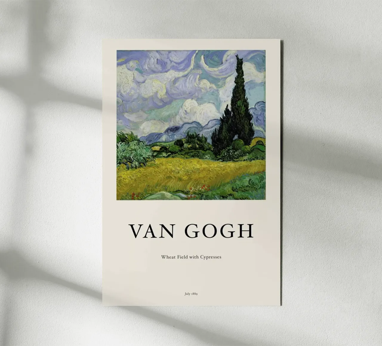 van Gogh - Wheat Field with Cypresses pannello forex da Vintage by JUNIQE