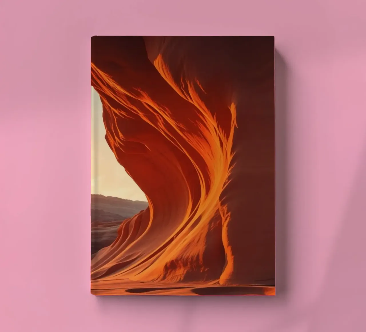 Sunset illuminates the curves of the sandstone formations notebook by DesignDoodle