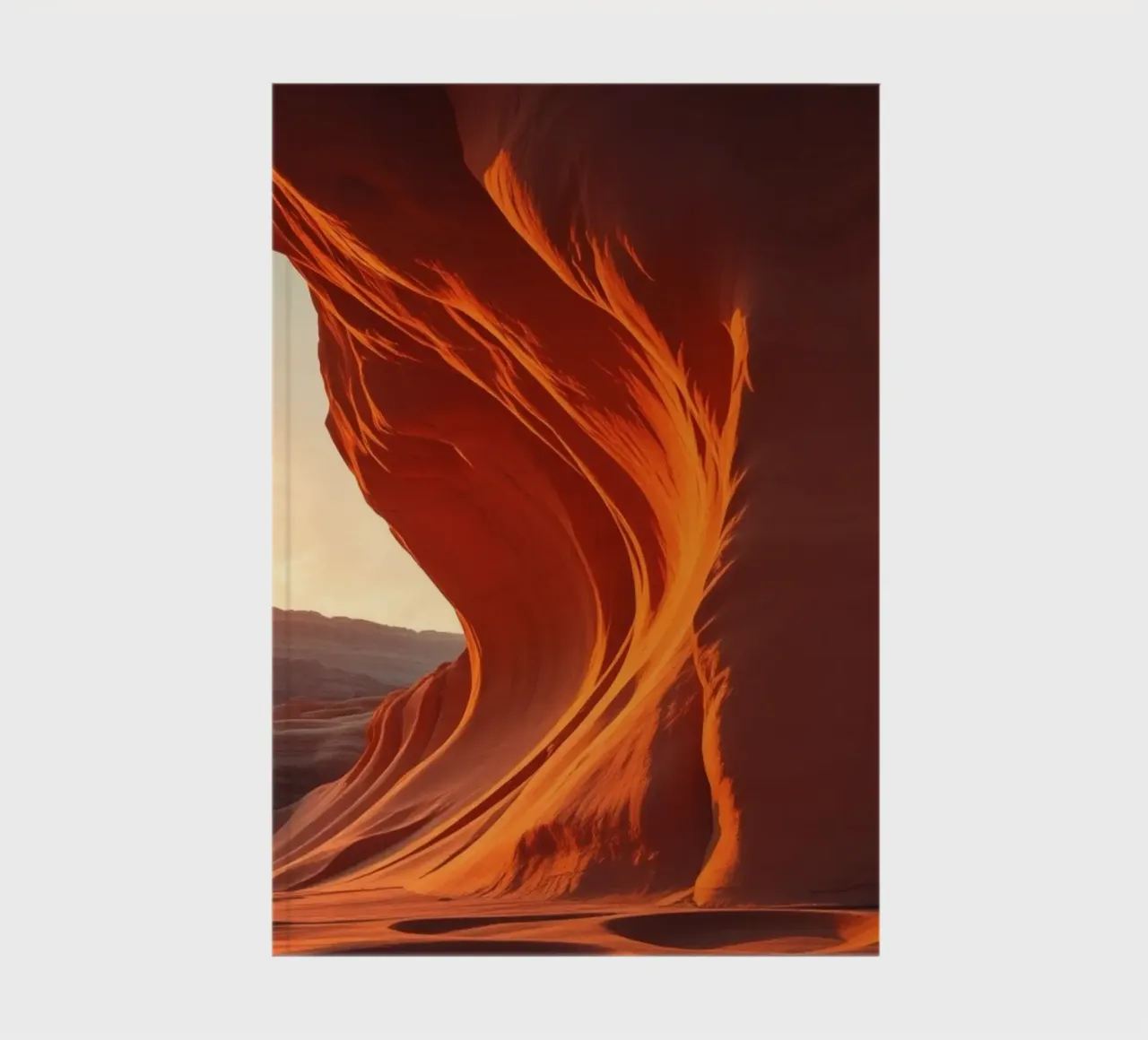 Sunset illuminates the curves of the sandstone formations notebook by DesignDoodle