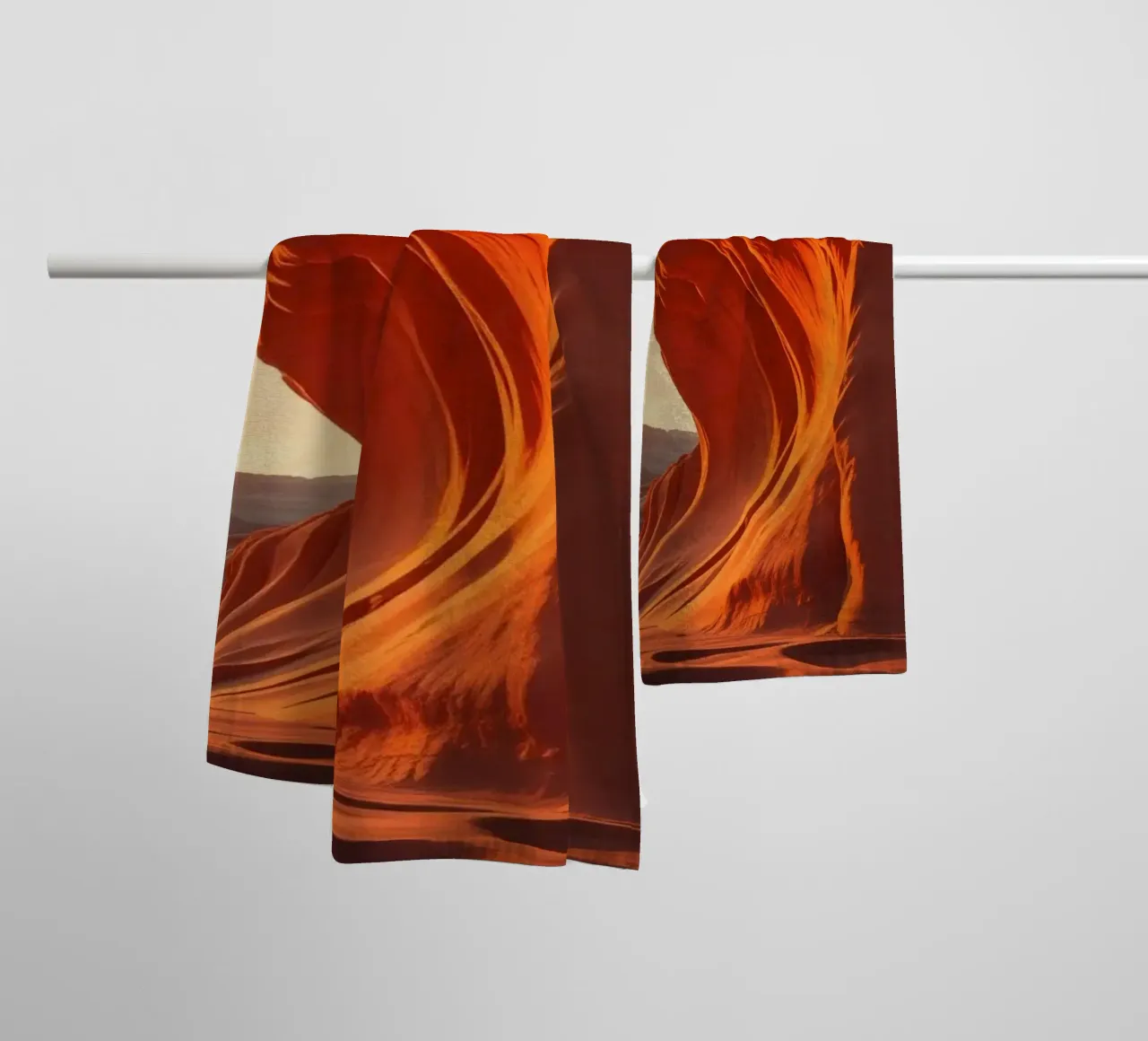 Sunset illuminates the curves of the sandstone formations towel by DesignDoodle