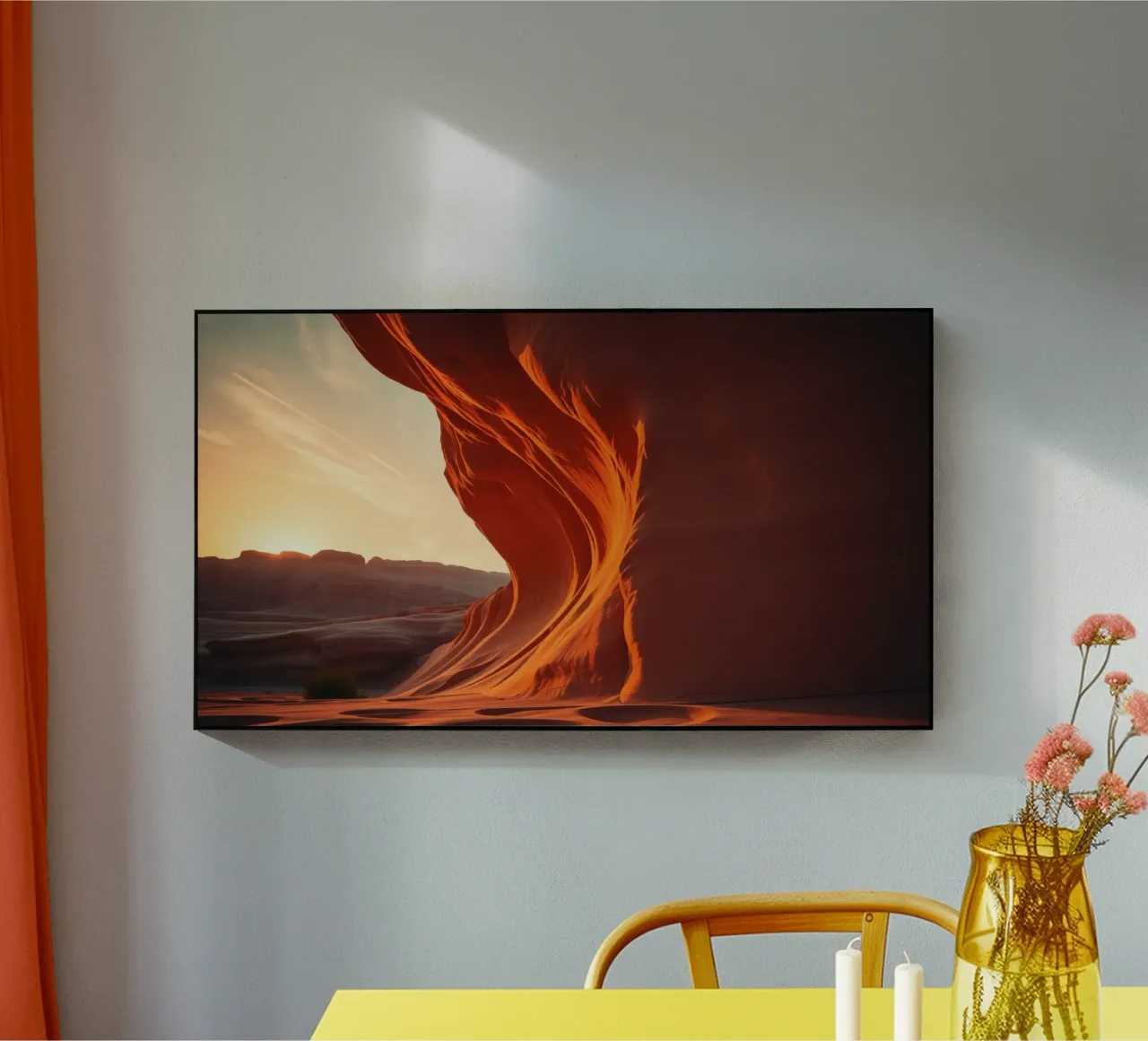Il tramonto illumina le curve delle formazioni di arenaria plexiglass da DesignDoodle