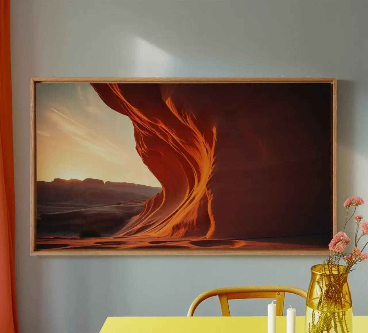 Sunset illuminates the curves of the sandstone formations canvas by DesignDoodle