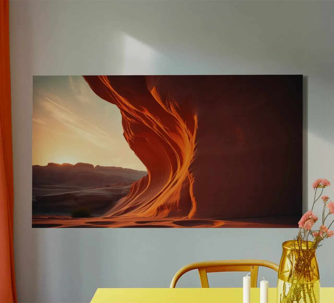 Sunset illuminates the curves of the sandstone formations canvas by DesignDoodle