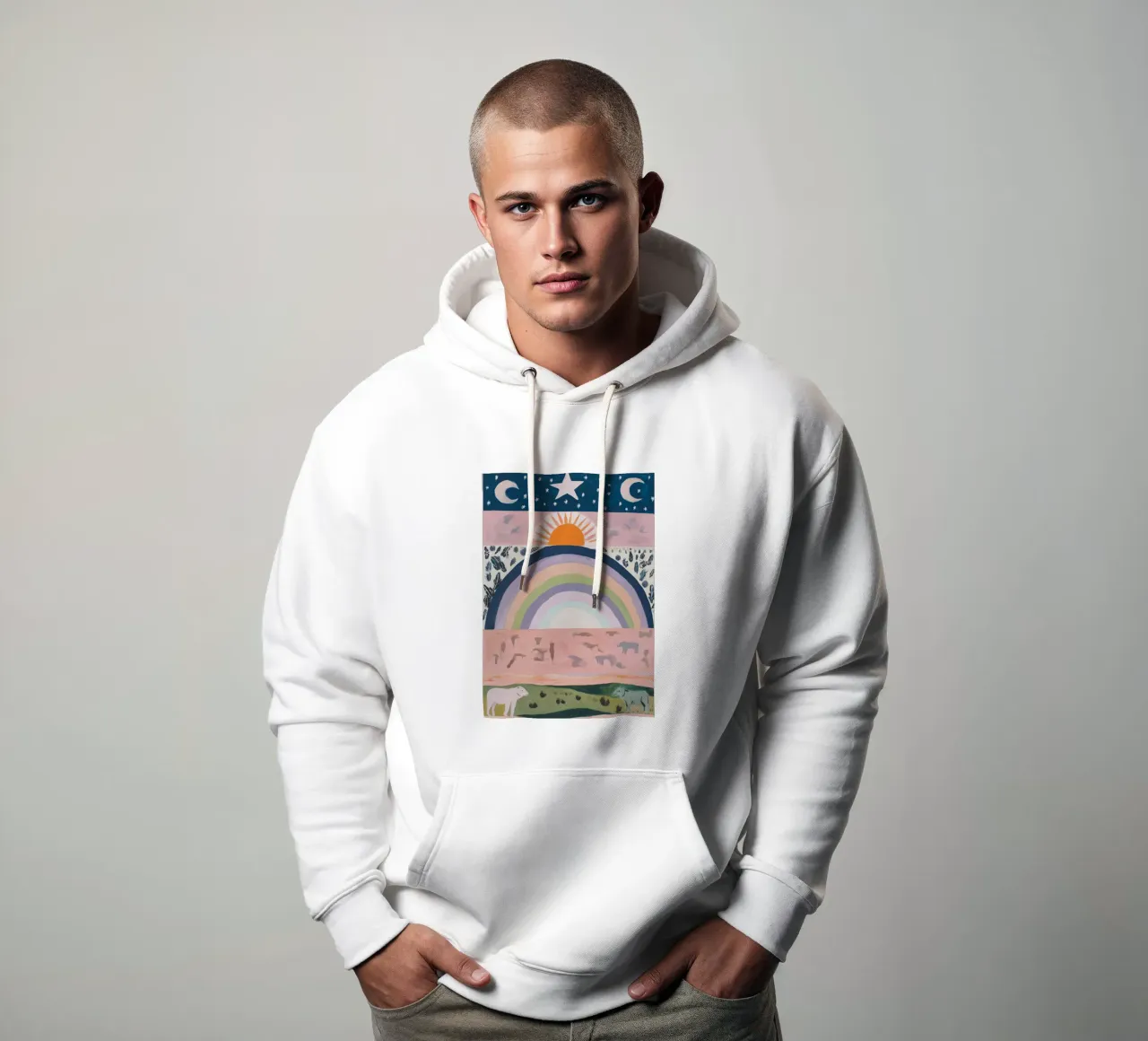 Stampa arcobaleno Boho felpa con cappuccio da Boheme