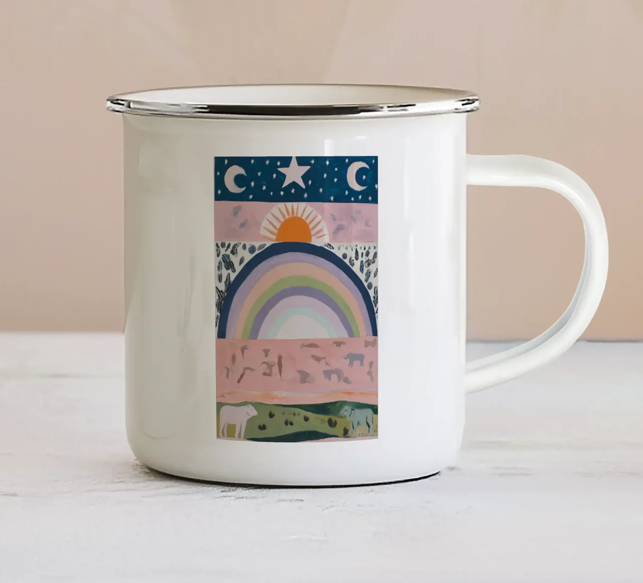 Stampa arcobaleno Boho tazza in smalto da Boheme