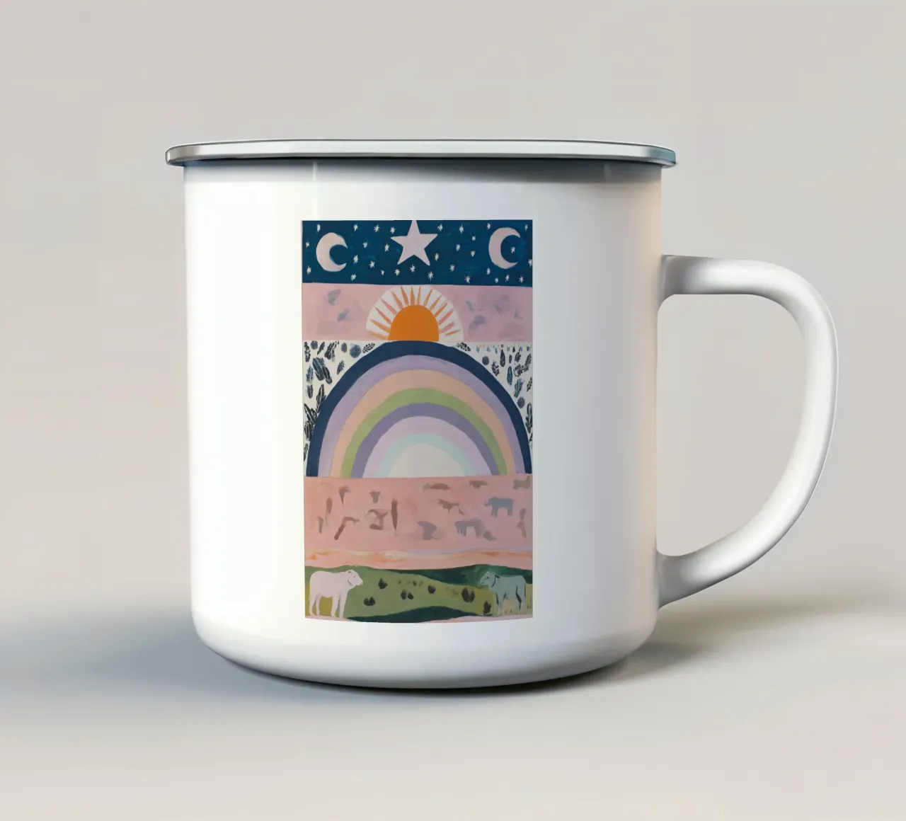 Stampa arcobaleno Boho tazza in smalto da Boheme