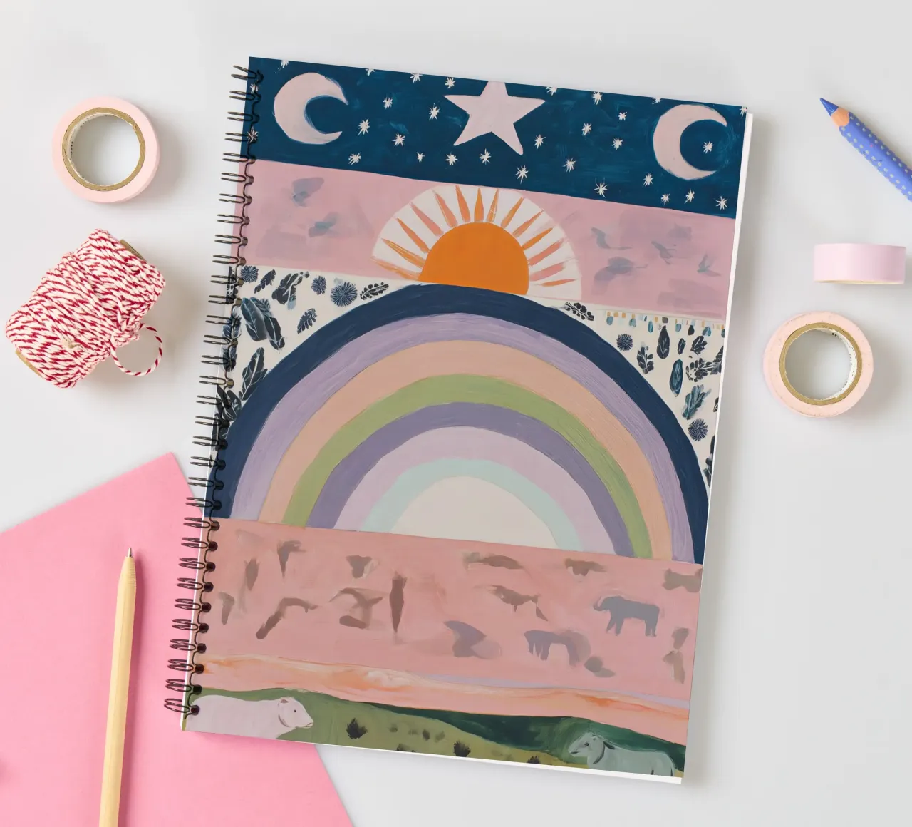 Boho Rainbow Print spiral notebook by Boheme