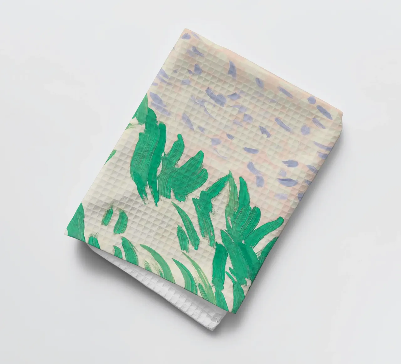 Abstracte Botanische Print, Bloemsierkunst, Groene Muurkunst theedoek van Boheme