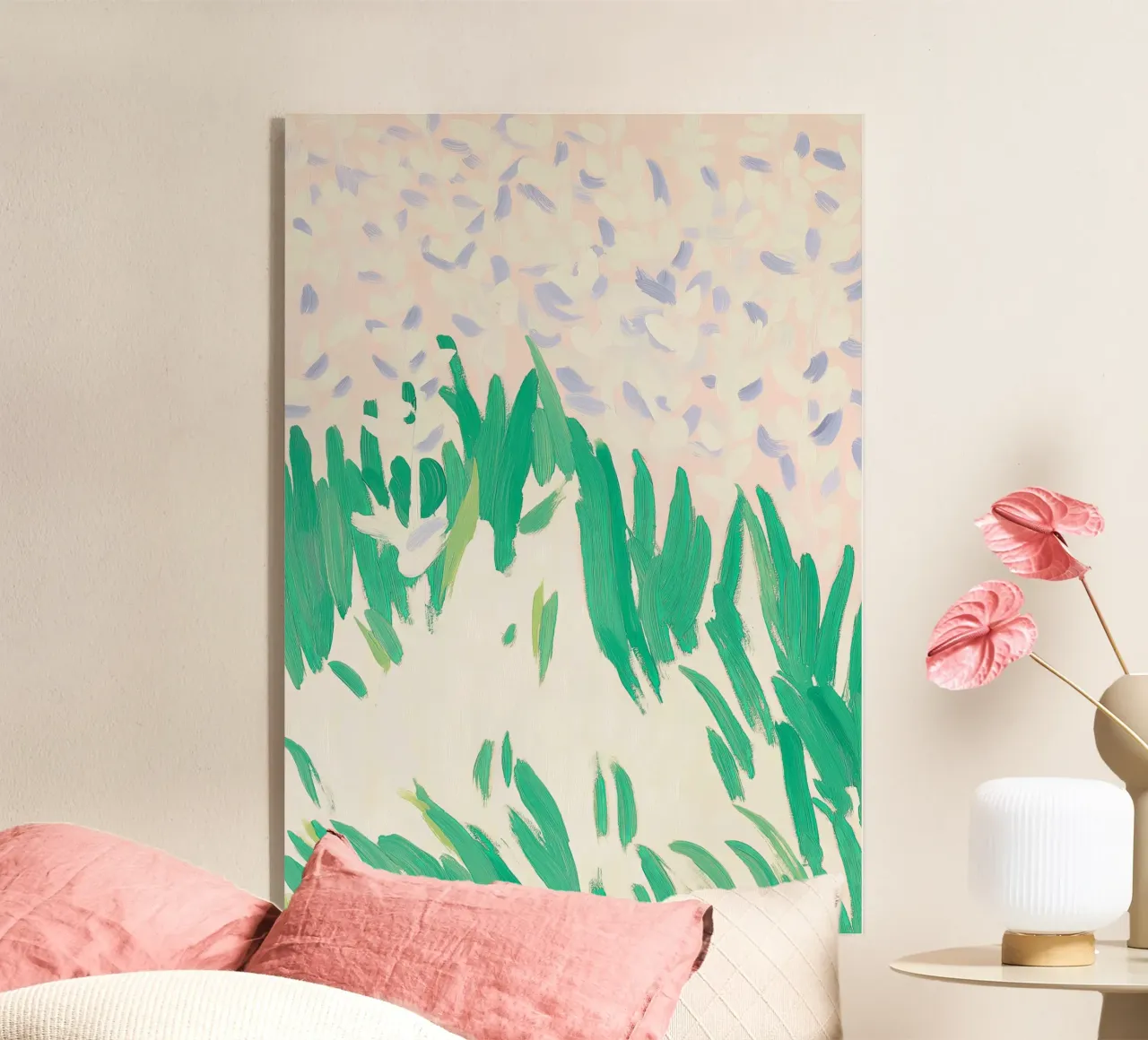 Abstrakter botanischer Druck, florale Kunst, grüne Wandkunst Acryl-Glas von Boheme