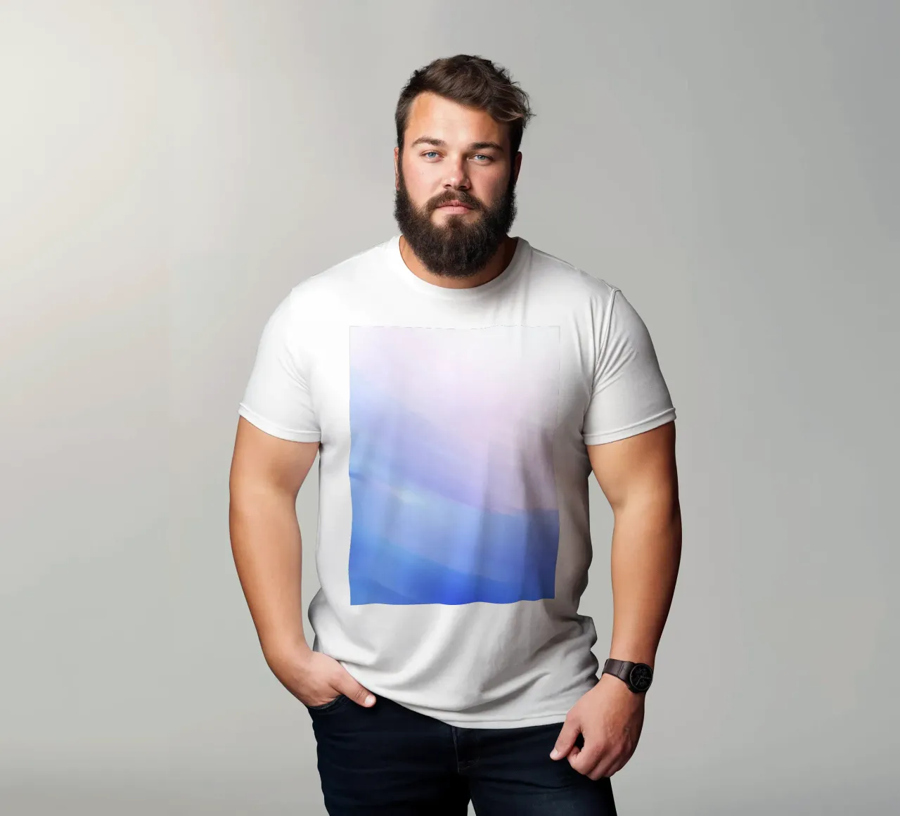 Abstract swirl of blue and pink colors creating a dreamy art t-shirt by DesignDoodle