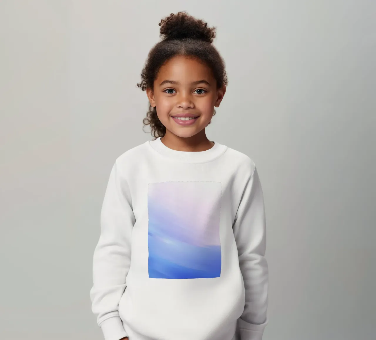 Abstract swirl of blue and pink colors creating a dreamy art kids sweatshirt by DesignDoodle