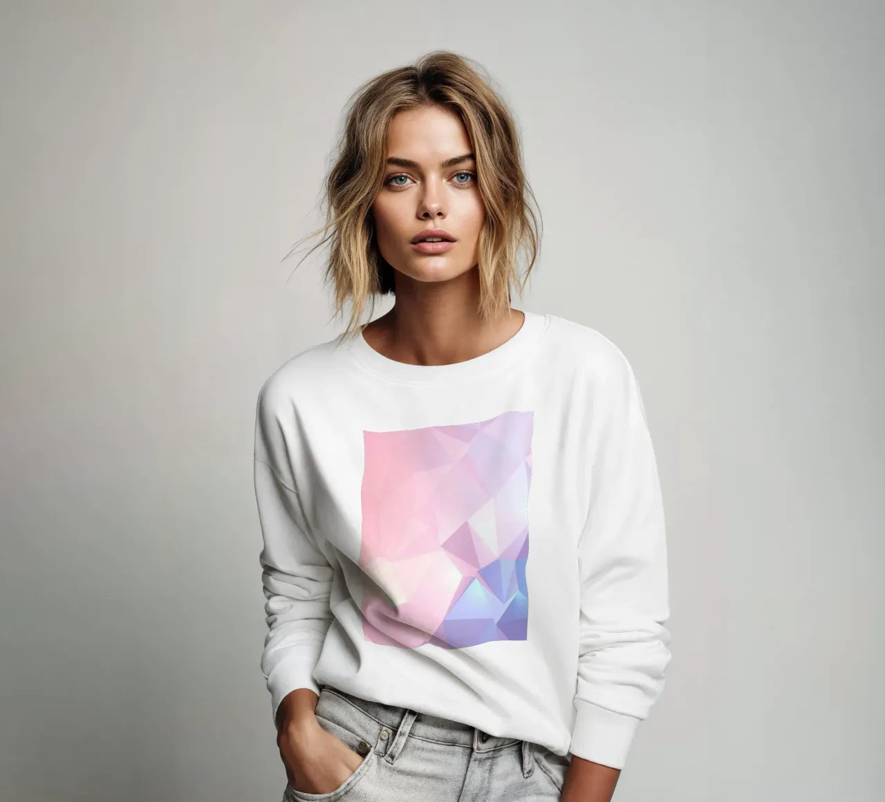 geometric pattern with soft pastels creating calming atmosph sweatshirt by DesignDoodle