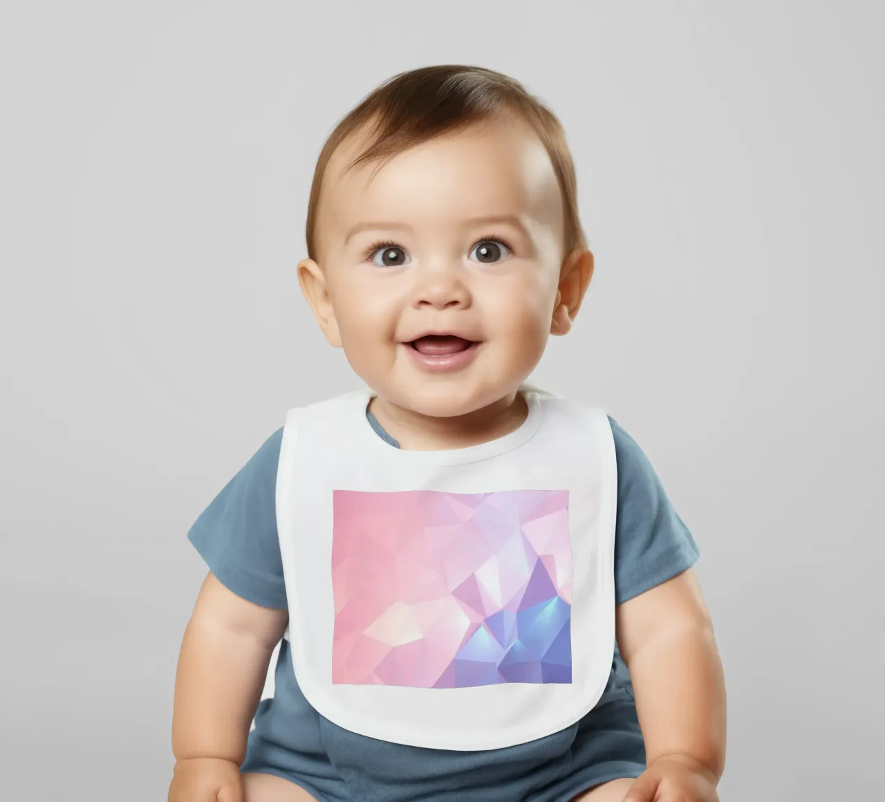 geometric pattern with soft pastels creating calming atmosph baby bib by DesignDoodle