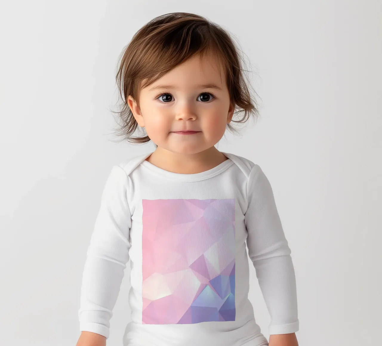 geometric pattern with soft pastels creating calming atmosph long-sleeve baby romper by DesignDoodle