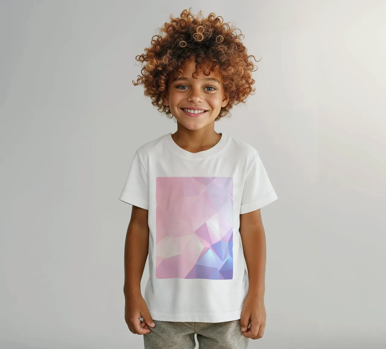 geometric pattern with soft pastels creating calming atmosph kids t-shirt by DesignDoodle